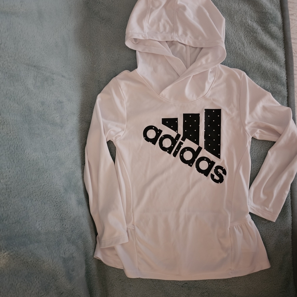 Adidas Kids White Hoodie Shirt